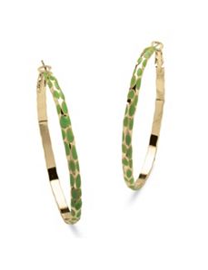 Green Enamel Hoop Earrings by PalmBeach Jewelry