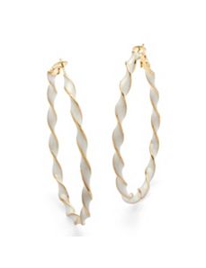 White Enamel Hoop Earrings by PalmBeach Jewelry