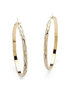 White Enamel Hoop Earrings by PalmBeach Jewelry