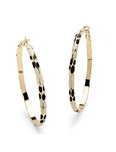 Black & White Enamel Hoop Earrings by PalmBeach Jewelry