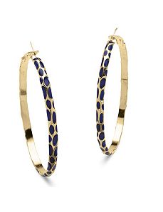 Blue Enamel Hoop Earrings by PalmBeach Jewelry