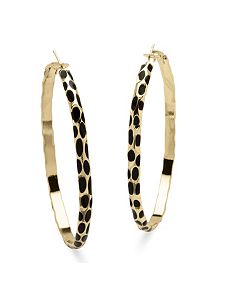 Black Enamel Hoop Earrings by PalmBeach Jewelry