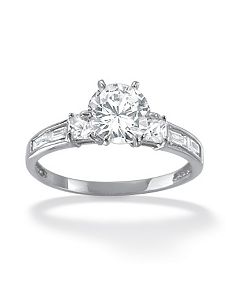 2.14 TCW Cubic Zirconia Ring 10k White Gold by PalmBeach Jewelry