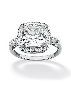 3.20 TCW Cubic Zirconia Halo Ring 10k Gold by PalmBeach Jewelry