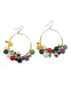 Multi-Colored Jade Beaded Circle Ea by PalmBeach Jewelry
