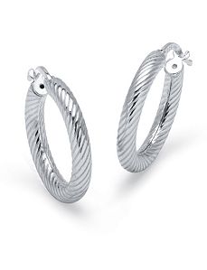 Ribbed Hoop Earrings by PalmBeach Jewelry