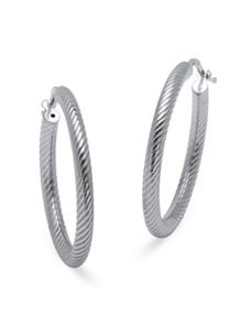 Ribbed Hoop Earrings by PalmBeach Jewelry