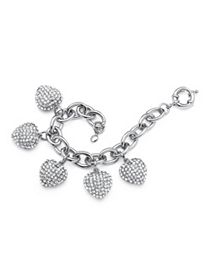 Crystal Heart Charm Bracelet Silver by PalmBeach Jewelry