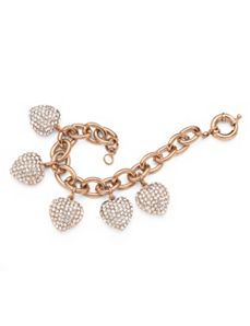 Crystal Heart Charm Bracelet Rose G by PalmBeach Jewelry