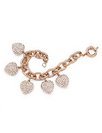 Crystal Heart Charm Bracelet Rose G by PalmBeach Jewelry