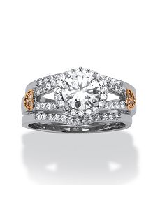 1.93 TCW Cubic Zirconia 3 Piece Ring Set by PalmBeach Jewelry