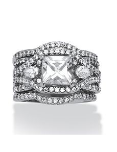 3.12 TCW Cubic Zirconia Ring Set by PalmBeach Jewelry