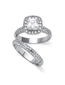 2.08 TCW Cubic Zirconia Ring Set by PalmBeach Jewelry