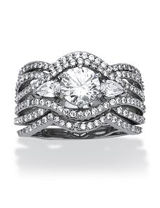 3.40 TCW Cubic Zirconia Ring Set by PalmBeach Jewelry
