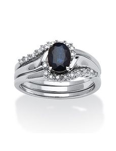 1.05 TCW Sapphire and Diamond 3 Pie by PalmBeach Jewelry