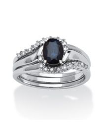 1.05 TCW Sapphire and Diamond 3 Pie by PalmBeach Jewelry