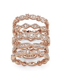 1.55 TCW Cubic Zirconia Set of 5 Rings RGP by PalmBeach Jewelry