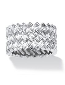 9.66 TCW Cubic Zirconia Chevron Ring POS by PalmBeach Jewelry