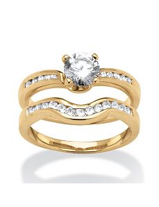 1.29 TCW Cubic Zirconia 2 Piece Bridal Ring Set by PalmBeach Jewelry