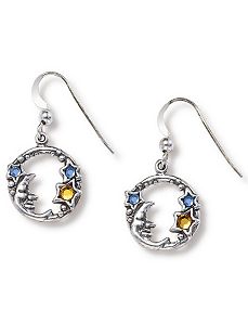 Silver Moon/Stars Earrings by PalmBeach Jewelry