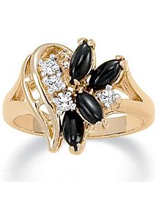 Onyx/Crystal Ring by PalmBeach Jewelry