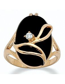 Onyx/Crystal Ring by PalmBeach Jewelry