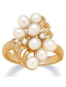 Pearl/Crystal Ring by PalmBeach Jewelry