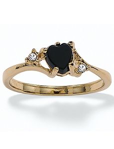 Onyx/Crystal Accents Ring by PalmBeach Jewelry