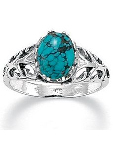 Simulated Turquoise Silver Ring by PalmBeach Jewelry