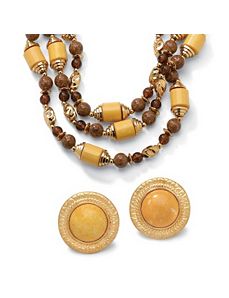 Brown Beaded Jewelry Set by PalmBeach Jewelry