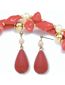 2-Piece Sim. Pearl Set by PalmBeach Jewelry