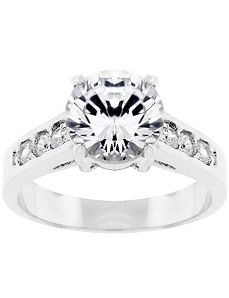Silvertone White Cubic Zirconia Wom by PalmBeach Jewelry