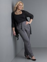 Crinkle Open Cardigan, Relaxed Carrot Pant