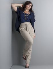 Cable Knit Coccon Shrug, Belted Carrot Pant