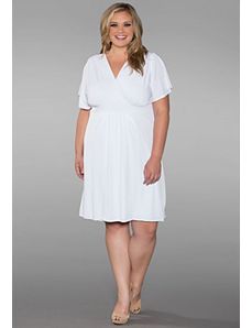 Classic Surplice Neck Plus Size Dress In White by SWAK Designs