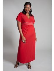 Classic Embellished Plus Size Maxi Dress in Red by SWAK Designs