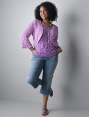 Crochet Shrug, Distressed Jean Capri