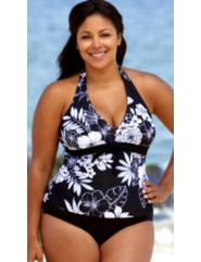Beach Belle Halter Tie Front Tankini by Beach Belle