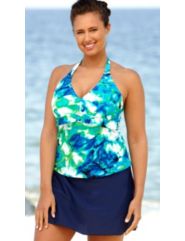 Beach Belle Plus Size Halter Ring Front Skirtini by Beach Belle