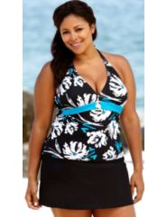 Aqua Splash Ring Front Halter Skirtini by Beach Belle