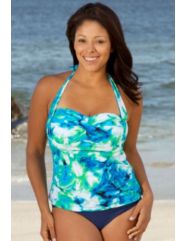 Beach Belle Plus Size Twist Front Navy Tankini by Beach Belle
