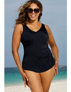 Black Sarong Front Swimsuit by Beach Belle