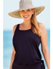 Beach Belle Black Blouson Tankini Top by Beach Belle