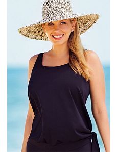 Black Blouson Tankini Top by Beach Belle