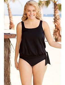 Black Blouson Tankini by Beach Belle