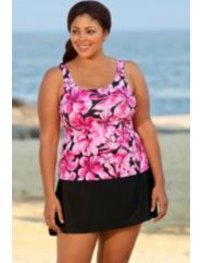 Beach Belle Honolulu Pink Plus Size Tank Skirtini by Beach Belle