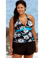 Beach Belle Ring Front Halter Board Shortini by Beach Belle