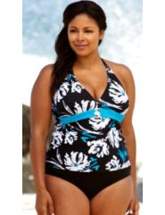 Beach Belle Plus Size Ring Front Halter Tankini by Beach Belle