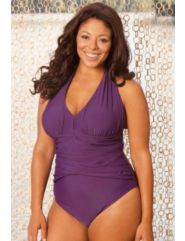 Beach Belle  African Violet Halter Maillot by Beach Belle