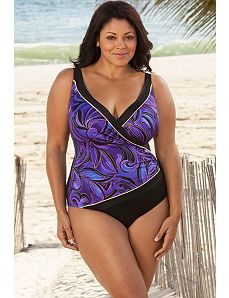 Longitude Purple Mystique Plus Size Surplice Swims by Longitude